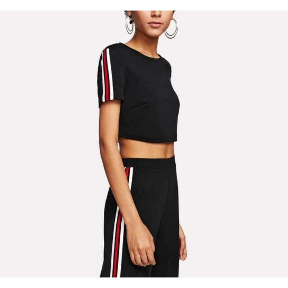 Shein Black and Red Stripe Crop Top